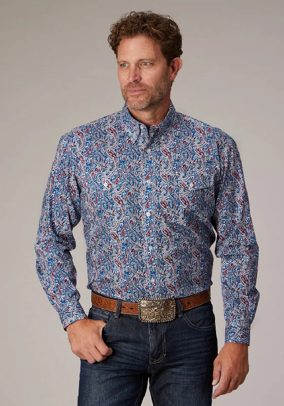 Men's Short - Sleeve Linen Casual Shirts in Light Khaki for a Breathable Summer OptionRoper Mens 2024 River Paisley Blue 100% Cotton Button L/S Shirt Men's Short - Sleeve Linen Casual Shirts in Light Khaki for a Breathable Summer OptionRoper Mens 2024 River Paisley Blue 100% Cotton Button L/S Shirt