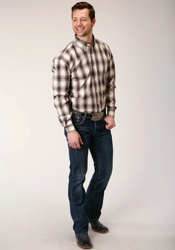 Men's Wrinkle - Resistant Polyester Blend Casual Shirts for Easy Travel and MaintenanceRoper Mens Grey 100% Cotton Smoke House BD L/S 1 Pkt Shirt Men's Wrinkle - Resistant Polyester Blend Casual Shirts for Easy Travel and MaintenanceRoper Mens Grey 100% Cotton Smoke House BD L/S 1 Pkt Shirt
