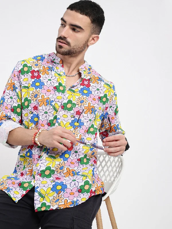 Men's Stretch - Fabric Casual Shirts in Navy Blue for a Comfortable and Flexible FitMen Multi Printed Slim Fit Shirt Men's Stretch - Fabric Casual Shirts in Navy Blue for a Comfortable and Flexible FitMen Multi Printed Slim Fit Shirt