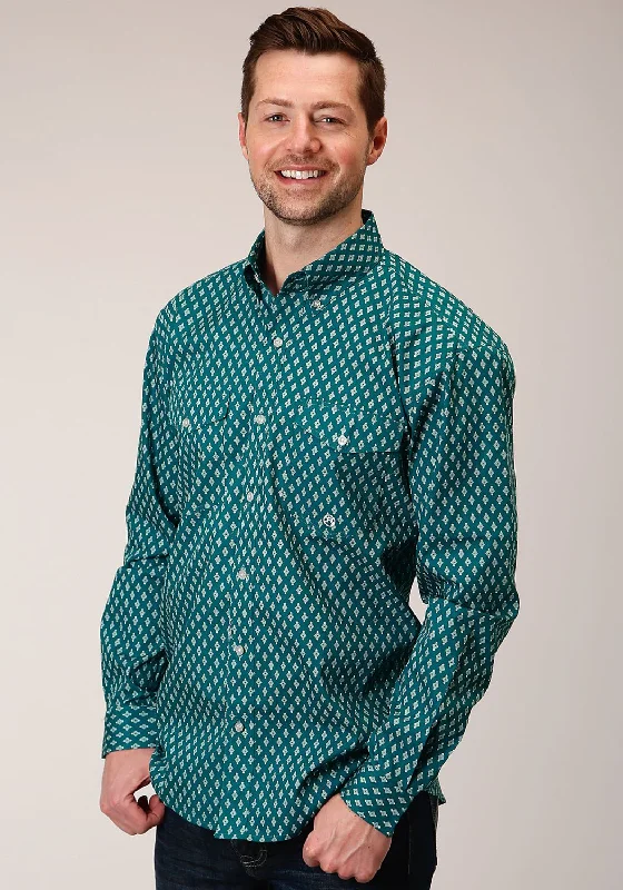 Plus Size Men's Plaid Flannel Casual Shirts in Earth Tones for a Cozy Fall OutfitRoper Mens Teal 100% Cotton Point Diamonds BD L/S Btn Shirt Plus Size Men's Plaid Flannel Casual Shirts in Earth Tones for a Cozy Fall OutfitRoper Mens Teal 100% Cotton Point Diamonds BD L/S Btn Shirt