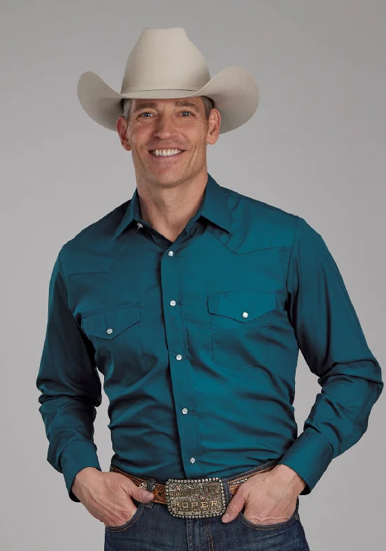 Men's Short - Sleeve Linen Casual Shirts in Light Khaki for a Breathable Summer OptionRoper Mens 2124 Broadcloth Blue Steel Cotton Blend L/S Shirt Men's Short - Sleeve Linen Casual Shirts in Light Khaki for a Breathable Summer OptionRoper Mens 2124 Broadcloth Blue Steel Cotton Blend L/S Shirt