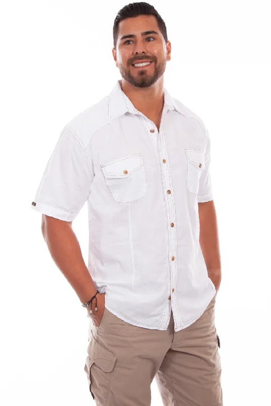 Men's Thermal - Lined Casual Shirts in Black for Added Warmth in Cold WeatherScully Mens White 100% Cotton Beechwood S/S Shirt Men's Thermal - Lined Casual Shirts in Black for Added Warmth in Cold WeatherScully Mens White 100% Cotton Beechwood S/S Shirt