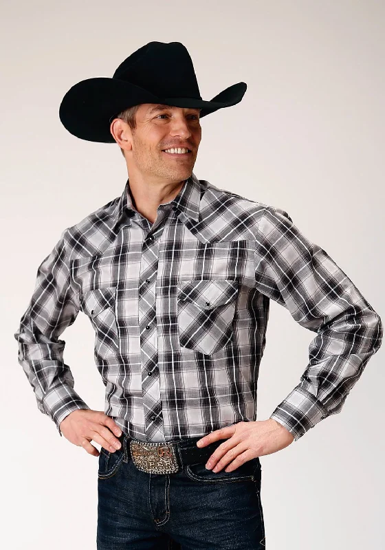 Plus Size Men's Plaid Flannel Casual Shirts in Earth Tones for a Cozy Fall OutfitRoper Mens Grey Plaid Black Cotton Blend L/S Shirt Plus Size Men's Plaid Flannel Casual Shirts in Earth Tones for a Cozy Fall OutfitRoper Mens Grey Plaid Black Cotton Blend L/S Shirt