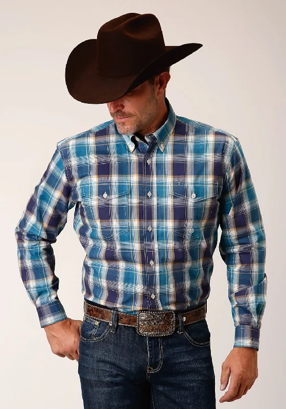 Men's Sustainable Recycled Material Casual Shirts for Eco - Conscious ConsumersRoper Mens Blueberry Plaid Purple 100% Cotton L/S Shirt Men's Sustainable Recycled Material Casual Shirts for Eco - Conscious ConsumersRoper Mens Blueberry Plaid Purple 100% Cotton L/S Shirt