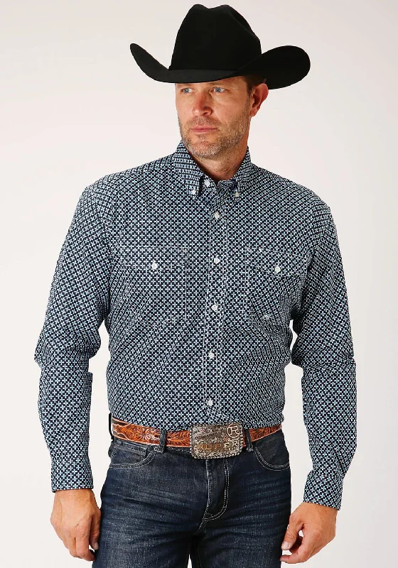 Men's Slim - Fit Printed Floral Casual Shirts in Pastel Colors for a Spring - Inspired VibeRoper Mens Blue 100% Cotton Four Leaf Foulard BD L/S Btn Shirt Men's Slim - Fit Printed Floral Casual Shirts in Pastel Colors for a Spring - Inspired VibeRoper Mens Blue 100% Cotton Four Leaf Foulard BD L/S Btn Shirt