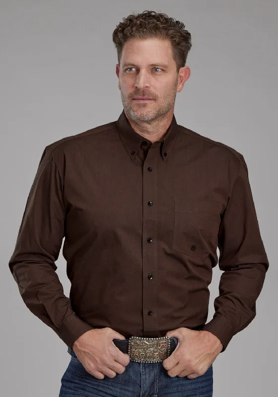 Men's Short - Sleeve Linen Casual Shirts in Light Khaki for a Breathable Summer OptionRoper Mens 2162 Black Fill Brown 100% Cotton 1 Pkt L/S Shirt Men's Short - Sleeve Linen Casual Shirts in Light Khaki for a Breathable Summer OptionRoper Mens 2162 Black Fill Brown 100% Cotton 1 Pkt L/S Shirt