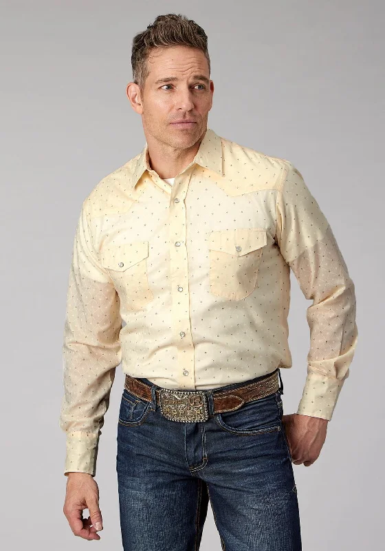 Men's Sustainable Recycled Material Casual Shirts for Eco - Conscious ConsumersRoper Mens 2067 Diamond Wallpaper White Cotton Blend L/S Shirt Men's Sustainable Recycled Material Casual Shirts for Eco - Conscious ConsumersRoper Mens 2067 Diamond Wallpaper White Cotton Blend L/S Shirt
