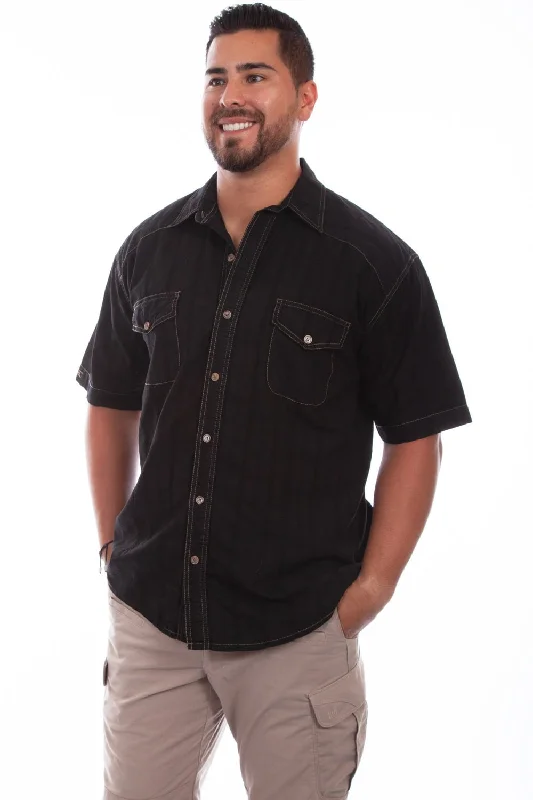 Men's Slim - Fit Printed Floral Casual Shirts in Pastel Colors for a Spring - Inspired VibeScully Mens Black 100% Cotton Beechwood S/S Shirt
