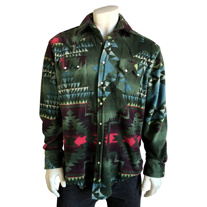 Plus Size Men's Plaid Flannel Casual Shirts in Earth Tones for a Cozy Fall OutfitRockmount Mens Green/Black Fleece Native Pattern Western L/S Shirt Plus Size Men's Plaid Flannel Casual Shirts in Earth Tones for a Cozy Fall OutfitRockmount Mens Green/Black Fleece Native Pattern Western L/S Shirt