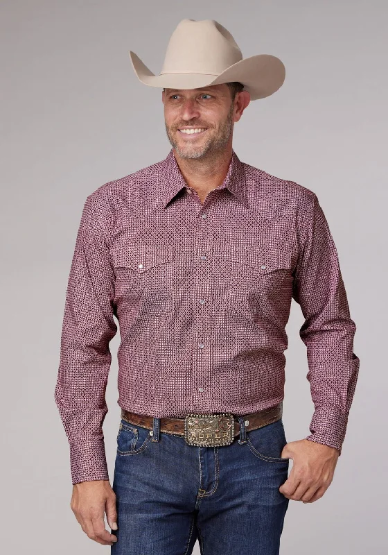 Men's Wrinkle - Resistant Polyester Blend Casual Shirts for Easy Travel and MaintenanceRoper Mens 2025 Stretch Neat Red Cotton Blend L/S Shirt Men's Wrinkle - Resistant Polyester Blend Casual Shirts for Easy Travel and MaintenanceRoper Mens 2025 Stretch Neat Red Cotton Blend L/S Shirt