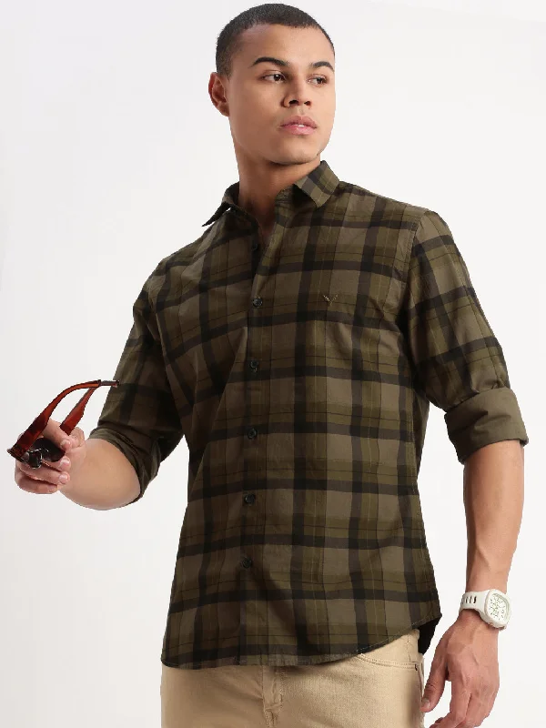 Men's Shearling - Lined Collar Casual Shirts in Brown for a Rustic and Warm AppealMen Tartan Checks Olive Shirt Men's Shearling - Lined Collar Casual Shirts in Brown for a Rustic and Warm AppealMen Tartan Checks Olive Shirt