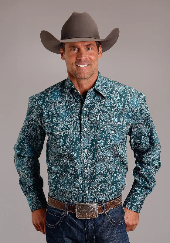 Men's Moisture - Wicking Performance Fabric Casual Shirts for Outdoor ActivitiesStetson Mens Forest Paisley Green 100% Cotton L/S Shirt Men's Moisture - Wicking Performance Fabric Casual Shirts for Outdoor ActivitiesStetson Mens Forest Paisley Green 100% Cotton L/S Shirt