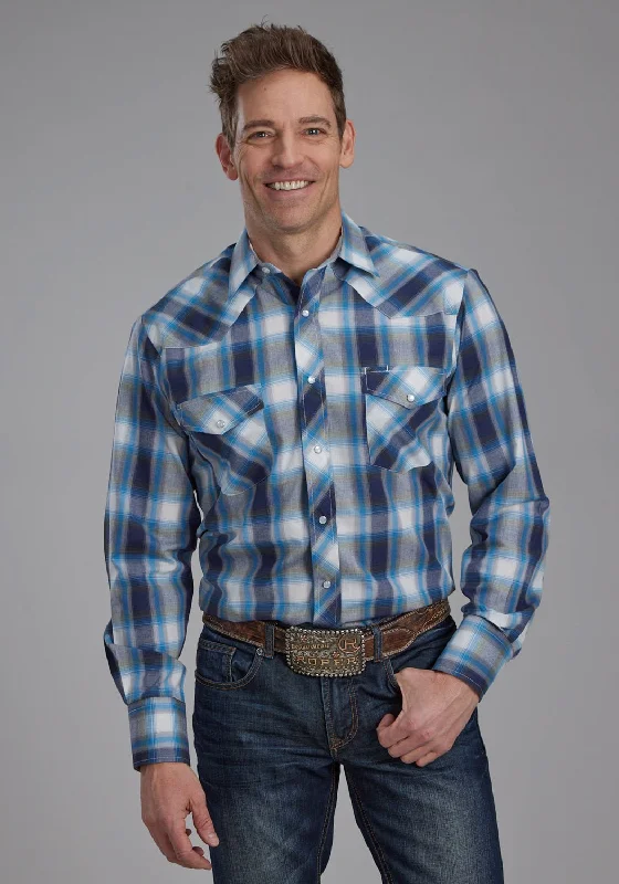 Plus Size Men's Plaid Flannel Casual Shirts in Earth Tones for a Cozy Fall OutfitRoper Mens 2102 Plaid Multi Blue/White Cotton Blend L/S Shirt Plus Size Men's Plaid Flannel Casual Shirts in Earth Tones for a Cozy Fall OutfitRoper Mens 2102 Plaid Multi Blue/White Cotton Blend L/S Shirt