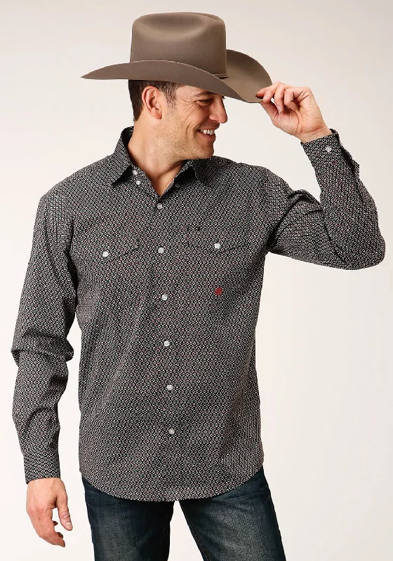 Men's Stretch - Fabric Casual Shirts in Navy Blue for a Comfortable and Flexible FitRoper Mens Olive Cotton Blend Diamond Neat BD L/S Btn Shirt Men's Stretch - Fabric Casual Shirts in Navy Blue for a Comfortable and Flexible FitRoper Mens Olive Cotton Blend Diamond Neat BD L/S Btn Shirt