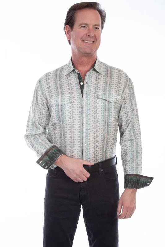 Men's Graphic - Printed Casual Shirts with Pop - Culture References for a Fun and Stylish LookScully Mens Sage 100% Tencel Bold Stripe L/S Shirt