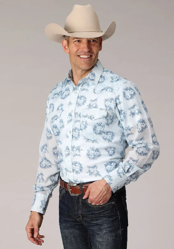 Men's Slim - Fit Printed Floral Casual Shirts in Pastel Colors for a Spring - Inspired VibeRoper Mens 2066 Multi Floral Blue Cotton Blend L/S Shirt Men's Slim - Fit Printed Floral Casual Shirts in Pastel Colors for a Spring - Inspired VibeRoper Mens 2066 Multi Floral Blue Cotton Blend L/S Shirt