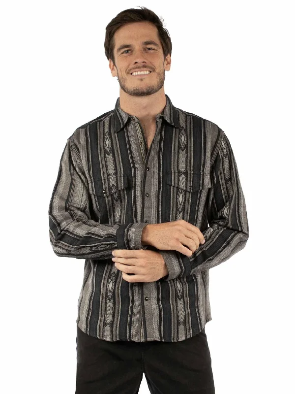 Men's Wrinkle - Resistant Polyester Blend Casual Shirts for Easy Travel and MaintenanceScully Mens Signature Stripe Charcoal 100% Cotton L/S Shirt Men's Wrinkle - Resistant Polyester Blend Casual Shirts for Easy Travel and MaintenanceScully Mens Signature Stripe Charcoal 100% Cotton L/S Shirt