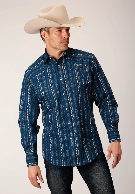 Men's Long - Line Oversized Casual Shirts in Dark Gray for a Relaxed and Modern LookRoper Mens Floral Wallpaper Blue Cotton Blend L/S Shirt Men's Long - Line Oversized Casual Shirts in Dark Gray for a Relaxed and Modern LookRoper Mens Floral Wallpaper Blue Cotton Blend L/S Shirt