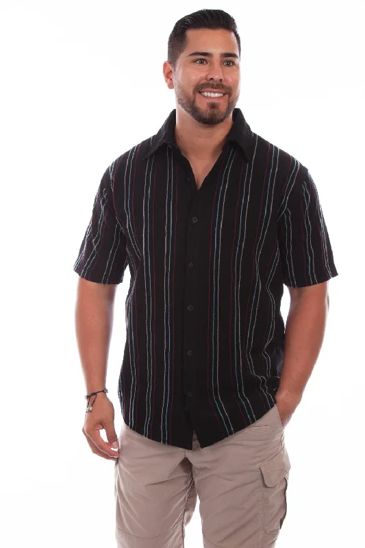 Men's Graphic - Printed Casual Shirts with Pop - Culture References for a Fun and Stylish LookScully Mens Black 100% Cotton Quartz Stripe S/S Shirt Men's Graphic - Printed Casual Shirts with Pop - Culture References for a Fun and Stylish LookScully Mens Black 100% Cotton Quartz Stripe S/S Shirt