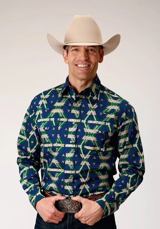 Men's Shearling - Lined Collar Casual Shirts in Brown for a Rustic and Warm AppealRoper Mens Aztec Allover Navy 100% Cotton L/S Shirt Men's Shearling - Lined Collar Casual Shirts in Brown for a Rustic and Warm AppealRoper Mens Aztec Allover Navy 100% Cotton L/S Shirt