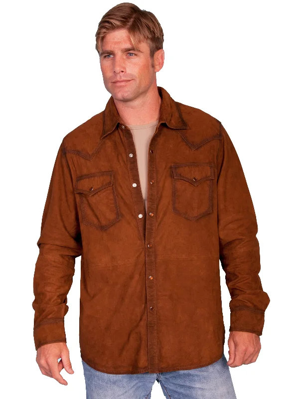 Men's Long - Line Oversized Casual Shirts in Dark Gray for a Relaxed and Modern LookScully Leather Mens Western L/S Suede Shirt Snap Front Brown S Men's Long - Line Oversized Casual Shirts in Dark Gray for a Relaxed and Modern LookScully Leather Mens Western L/S Suede Shirt Snap Front Brown S