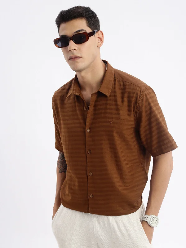 Men's Slim - Fit Printed Floral Casual Shirts in Pastel Colors for a Spring - Inspired VibeMen Spread Collar Solid Slim Fit Brown Shirt Men's Slim - Fit Printed Floral Casual Shirts in Pastel Colors for a Spring - Inspired VibeMen Spread Collar Solid Slim Fit Brown Shirt