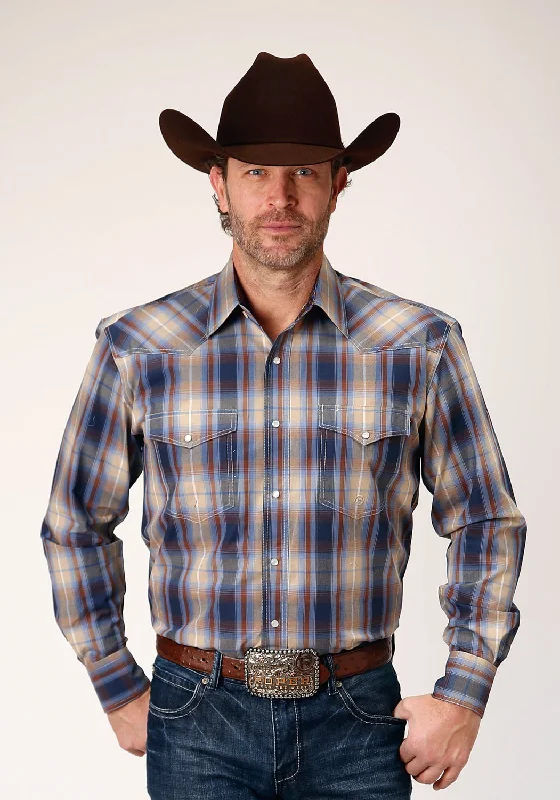 Men's Organic Cotton Casual Shirts with a Soft Handfeel for Everyday ComfortRoper Mens Ranch Plaid Brown 100% Cotton L/S Shirt Men's Organic Cotton Casual Shirts with a Soft Handfeel for Everyday ComfortRoper Mens Ranch Plaid Brown 100% Cotton L/S Shirt