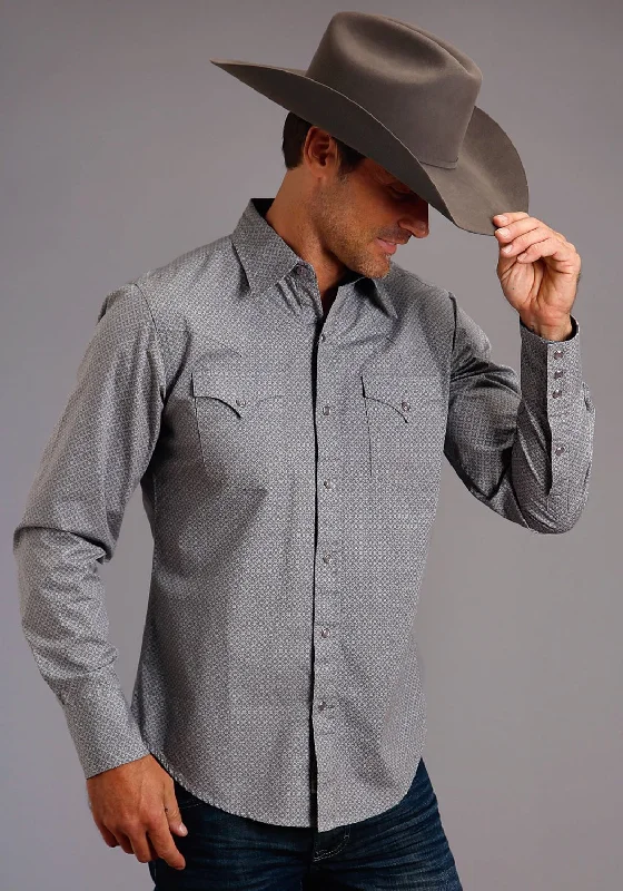 Men's Thermal - Lined Casual Shirts in Black for Added Warmth in Cold WeatherStetson Mens Grey 100% Cotton Ghost Print L/S Shirt Men's Thermal - Lined Casual Shirts in Black for Added Warmth in Cold WeatherStetson Mens Grey 100% Cotton Ghost Print L/S Shirt