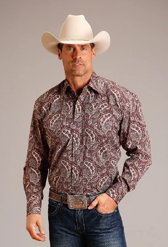 Men's Tailored Fit Checkered Casual Shirts in Multicolor for a Smart - Casual EnsembleStetson Mens Siren Paisley Wine 100% Cotton L/S Shirt Men's Tailored Fit Checkered Casual Shirts in Multicolor for a Smart - Casual EnsembleStetson Mens Siren Paisley Wine 100% Cotton L/S Shirt