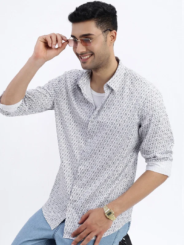Plus Size Men's Plaid Flannel Casual Shirts in Earth Tones for a Cozy Fall OutfitMen White Geometric Slim Fit Shirt Plus Size Men's Plaid Flannel Casual Shirts in Earth Tones for a Cozy Fall OutfitMen White Geometric Slim Fit Shirt