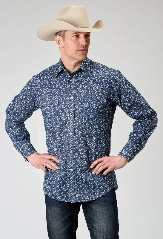 Men's Graphic - Printed Casual Shirts with Pop - Culture References for a Fun and Stylish LookRoper Mens Ditsy Floral Blue Cotton Blend L/S Shirt Men's Graphic - Printed Casual Shirts with Pop - Culture References for a Fun and Stylish LookRoper Mens Ditsy Floral Blue Cotton Blend L/S Shirt
