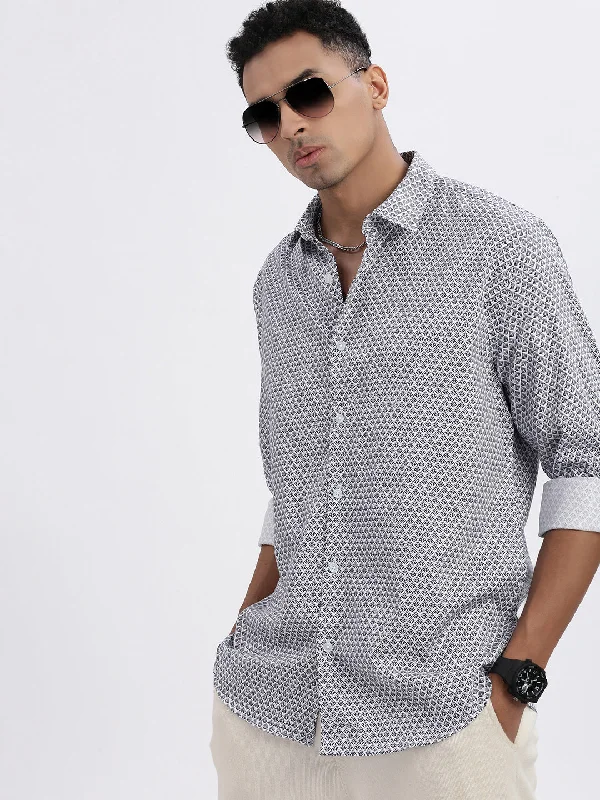 Men's Embroidered Detail Casual Shirts in Beige for a Touch of EleganceMen Navy Blue Micro Print Slim Fit Shirt Men's Embroidered Detail Casual Shirts in Beige for a Touch of EleganceMen Navy Blue Micro Print Slim Fit Shirt