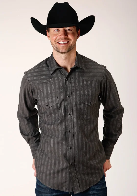 Men's Shearling - Lined Collar Casual Shirts in Brown for a Rustic and Warm AppealRoper Mens Charcoal Cotton Blend Dobby Stripe L/S 80/20 Shirt Men's Shearling - Lined Collar Casual Shirts in Brown for a Rustic and Warm AppealRoper Mens Charcoal Cotton Blend Dobby Stripe L/S 80/20 Shirt