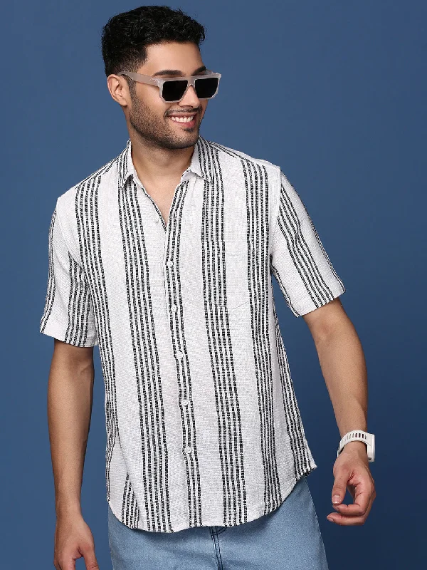 Men's Organic Cotton Casual Shirts with a Soft Handfeel for Everyday ComfortMen Striped White Slim Fit Shirt Men's Organic Cotton Casual Shirts with a Soft Handfeel for Everyday ComfortMen Striped White Slim Fit Shirt