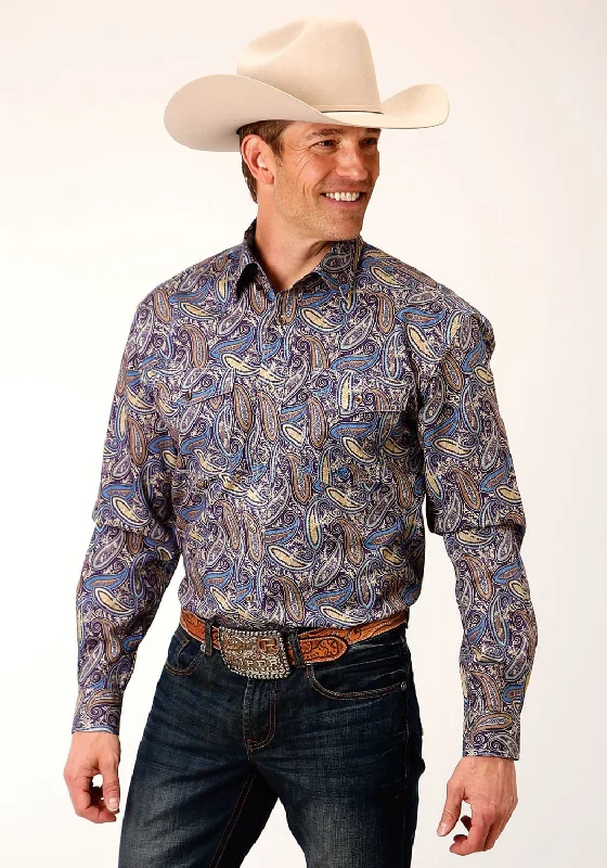 Men's Linen Blend Casual Shirts with Roll - Up Sleeves for a Summer Beach LookRoper Mens Royal Paisley Multi-Color 100% Cotton L/S Shirt Men's Linen Blend Casual Shirts with Roll - Up Sleeves for a Summer Beach LookRoper Mens Royal Paisley Multi-Color 100% Cotton L/S Shirt