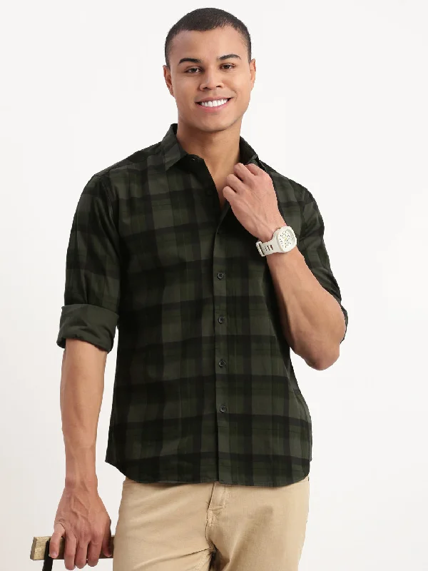 Men's Retro - Style Hawaiian Print Casual Shirts in Bold Patterns for a Tropical VacationMen Tartan Checks Green Shirt Men's Retro - Style Hawaiian Print Casual Shirts in Bold Patterns for a Tropical VacationMen Tartan Checks Green Shirt