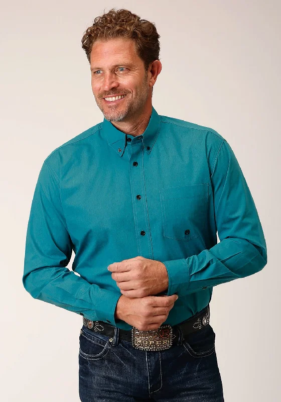 Men's Moisture - Wicking Performance Fabric Casual Shirts for Outdoor ActivitiesRoper Mens Black Fill Teal 100% Cotton L/S Shirt Men's Moisture - Wicking Performance Fabric Casual Shirts for Outdoor ActivitiesRoper Mens Black Fill Teal 100% Cotton L/S Shirt