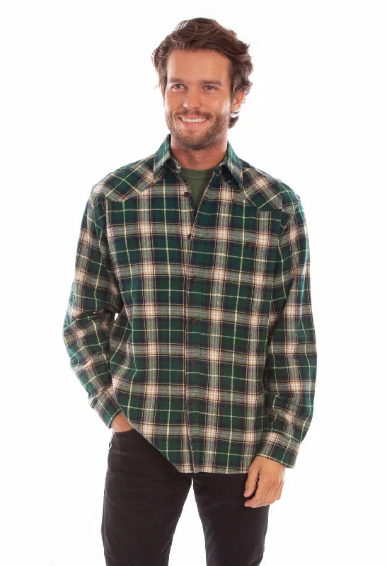 Men's Sustainable Recycled Material Casual Shirts for Eco - Conscious ConsumersScully Mens Hunter Green 100% Cotton Plaid L/S Shirt Men's Sustainable Recycled Material Casual Shirts for Eco - Conscious ConsumersScully Mens Hunter Green 100% Cotton Plaid L/S Shirt
