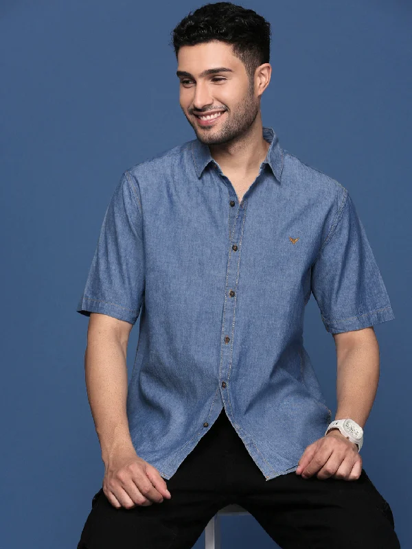 Plus Size Men's Plaid Flannel Casual Shirts in Earth Tones for a Cozy Fall OutfitMen Solid Blue Slim Fit Shirt Plus Size Men's Plaid Flannel Casual Shirts in Earth Tones for a Cozy Fall OutfitMen Solid Blue Slim Fit Shirt