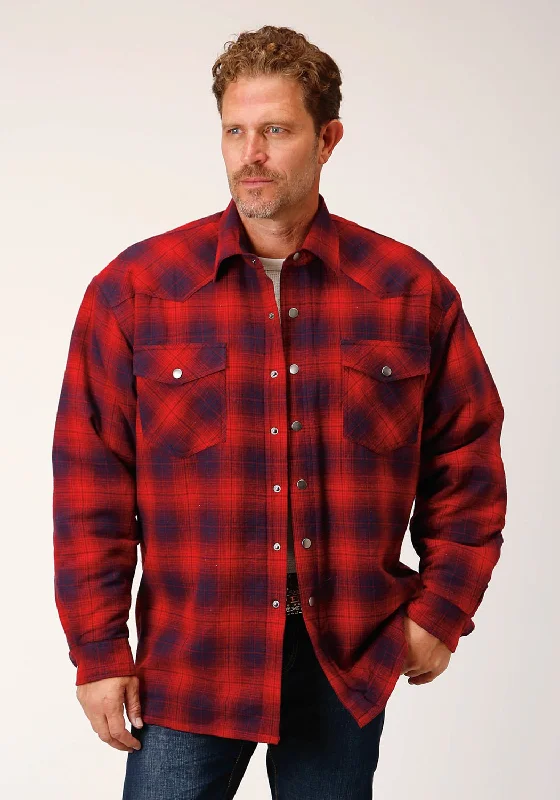 Men's Shearling - Lined Collar Casual Shirts in Brown for a Rustic and Warm AppealRoper Mens Snap Lined Red 100% Cotton L/S Shirt Men's Shearling - Lined Collar Casual Shirts in Brown for a Rustic and Warm AppealRoper Mens Snap Lined Red 100% Cotton L/S Shirt