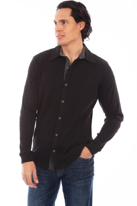 Men's Wrinkle - Resistant Polyester Blend Casual Shirts for Easy Travel and MaintenanceScully Mens Black 100% Cotton Thermal Knit L/S Shirt Men's Wrinkle - Resistant Polyester Blend Casual Shirts for Easy Travel and MaintenanceScully Mens Black 100% Cotton Thermal Knit L/S Shirt