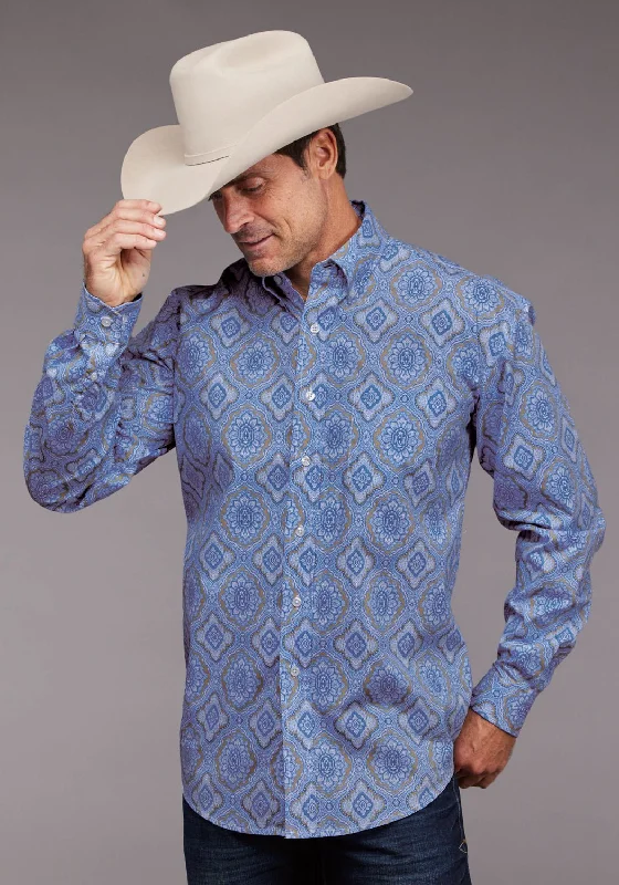 Men's Sustainable Recycled Material Casual Shirts for Eco - Conscious ConsumersStetson Mens Chambray Medallion Paisley Blue 100% Cotton 1 Pkt L/S Shirt Men's Sustainable Recycled Material Casual Shirts for Eco - Conscious ConsumersStetson Mens Chambray Medallion Paisley Blue 100% Cotton 1 Pkt L/S Shirt