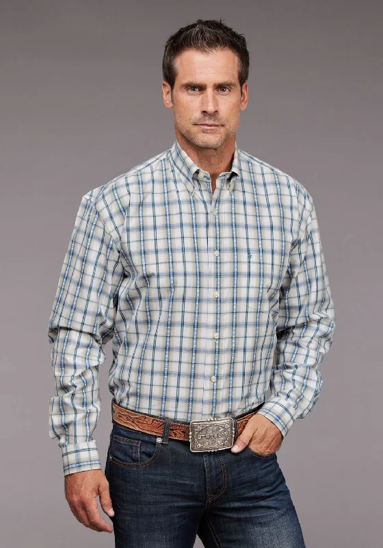Men's Moisture - Wicking Performance Fabric Casual Shirts for Outdoor ActivitiesStetson Mens Shadow Dobby Plaid Blue 100% Cotton 1 Pkt L/S Shirt Men's Moisture - Wicking Performance Fabric Casual Shirts for Outdoor ActivitiesStetson Mens Shadow Dobby Plaid Blue 100% Cotton 1 Pkt L/S Shirt