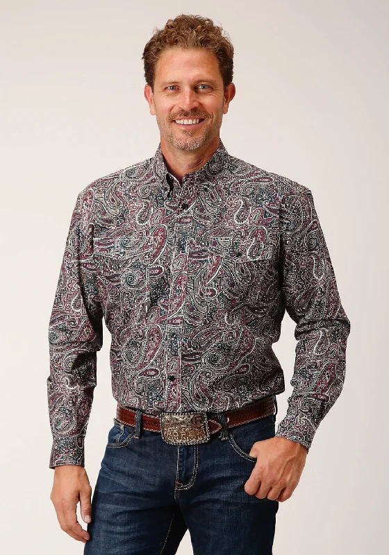 Men's Distressed Denim Casual Shirts with Frayed Edges for a Trendy and Rugged LookRoper Mens Old Time Paisley Multi-Color 100% Cotton L/S Shirt Men's Distressed Denim Casual Shirts with Frayed Edges for a Trendy and Rugged LookRoper Mens Old Time Paisley Multi-Color 100% Cotton L/S Shirt