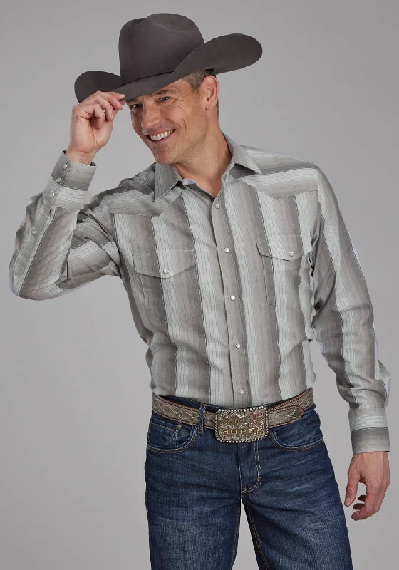 Men's Moisture - Wicking Performance Fabric Casual Shirts for Outdoor ActivitiesRoper Mens 2114 Stripe Multi Grey Cotton Blend L/S Shirt Men's Moisture - Wicking Performance Fabric Casual Shirts for Outdoor ActivitiesRoper Mens 2114 Stripe Multi Grey Cotton Blend L/S Shirt