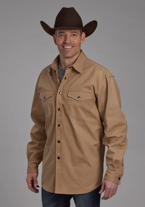Men's Thermal - Lined Casual Shirts in Black for Added Warmth in Cold WeatherRoper Mens Brushed Twill Khaki 100% Cotton L/S Shirt Men's Thermal - Lined Casual Shirts in Black for Added Warmth in Cold WeatherRoper Mens Brushed Twill Khaki 100% Cotton L/S Shirt