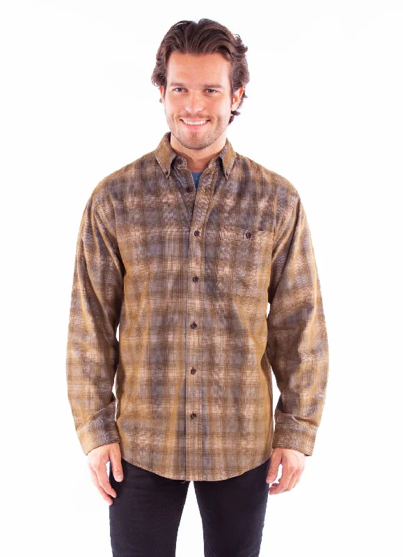 Men's Sustainable Recycled Material Casual Shirts for Eco - Conscious ConsumersScully Mens Corduroy Plaid Blue/Brown 100% Cotton L/S Shirt Men's Sustainable Recycled Material Casual Shirts for Eco - Conscious ConsumersScully Mens Corduroy Plaid Blue/Brown 100% Cotton L/S Shirt