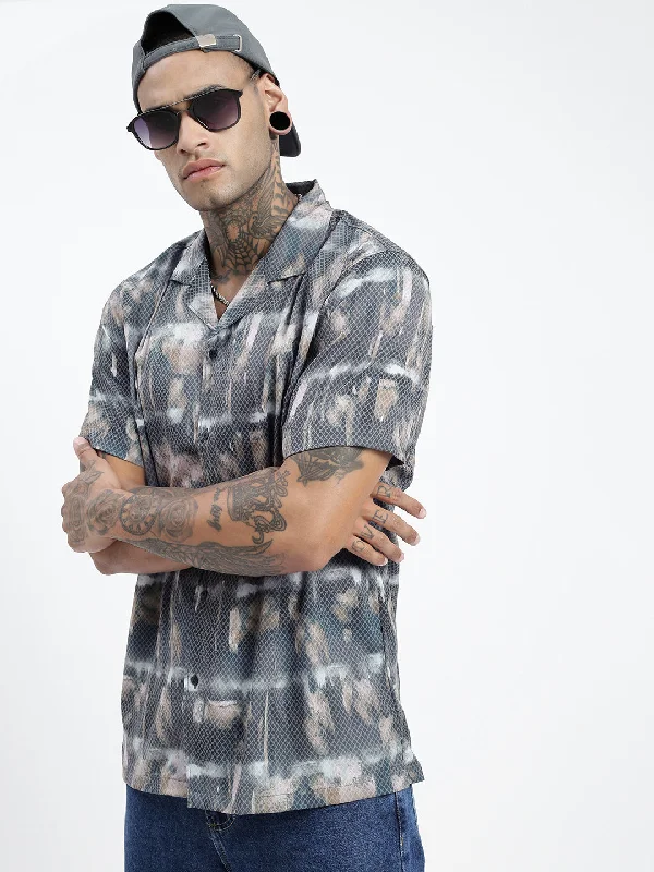 Men's Wrinkle - Resistant Polyester Blend Casual Shirts for Easy Travel and MaintenanceMen Abstract Blue Relaxed Fit Shirt Men's Wrinkle - Resistant Polyester Blend Casual Shirts for Easy Travel and MaintenanceMen Abstract Blue Relaxed Fit Shirt