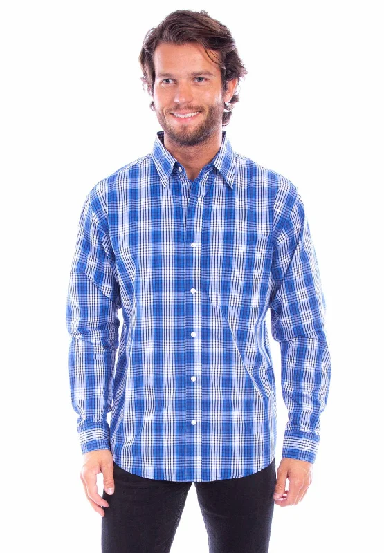 Men's Moisture - Wicking Performance Fabric Casual Shirts for Outdoor ActivitiesScully Mens Worn Outs Plaid Blue 100% Cotton L/S Shirt Men's Moisture - Wicking Performance Fabric Casual Shirts for Outdoor ActivitiesScully Mens Worn Outs Plaid Blue 100% Cotton L/S Shirt