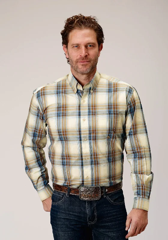 Men's Graphic - Printed Casual Shirts with Pop - Culture References for a Fun and Stylish LookRoper Mens Desert Plaid Brown 100% Cotton L/S Shirt Men's Graphic - Printed Casual Shirts with Pop - Culture References for a Fun and Stylish LookRoper Mens Desert Plaid Brown 100% Cotton L/S Shirt
